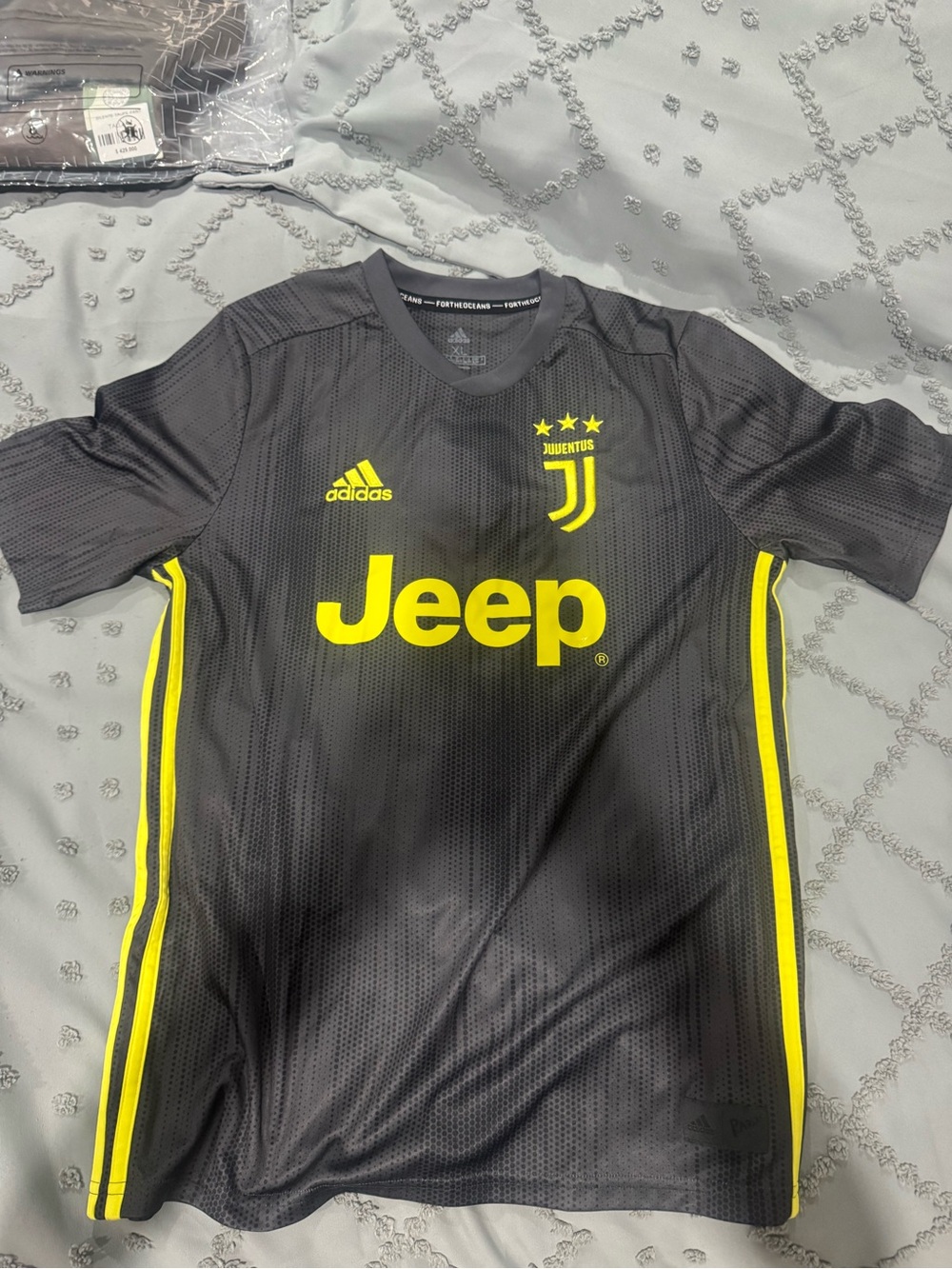 adidas Black Soccer Jersey with Yellow Accents